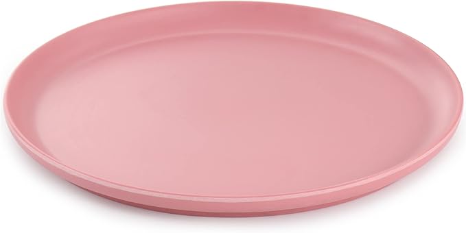12 Piece Round Dinnerware Set in Pink Pieces Solid Casual
