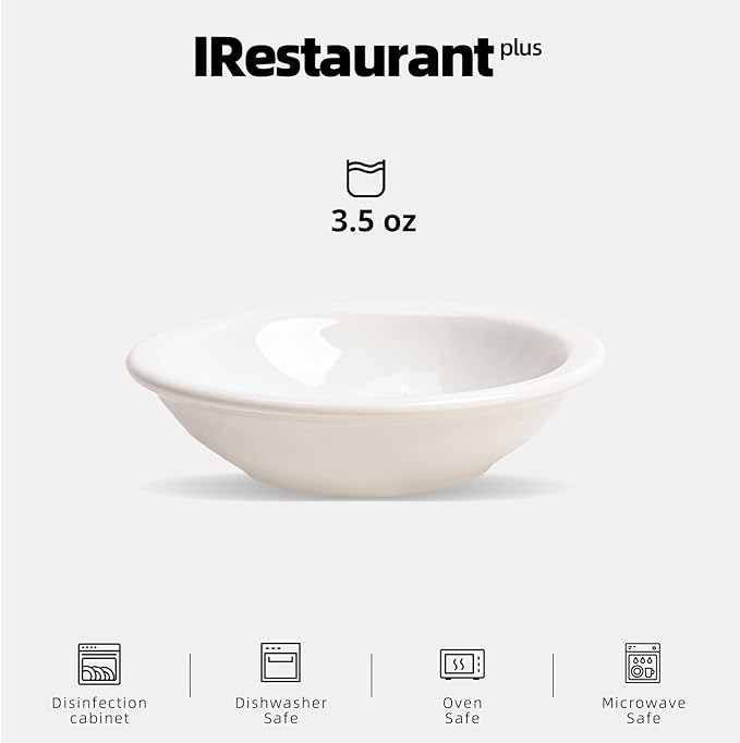 Stoneware Wide Rim Commercial Grade Dinnerware America White Fruit Bowl 3.5oz Case of 36