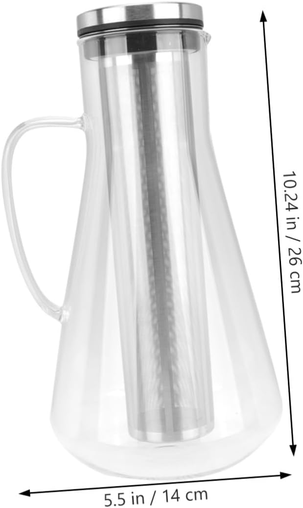 Large Capacity 1600ml Cold Brew Coffee Maker with Borosilicate Glass and Stainless Steel Filter Iced Coffee Pot for Home Brewing Sturdy with Measurement Scale