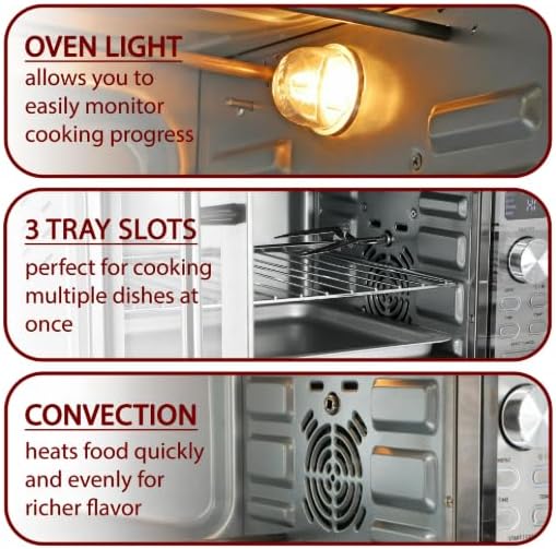 25 Quart Digital Electric French Door Countertop Convection Oven with Rotisserie &amp Multi-Function Settings