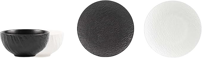 Elegant Black and White Minimalist Matte Ceramic Dinnerware Set Includes Plates Bowls Perfect for Home Dining Modern Tableware for Everyday Use or Gifting Ideal for Housewarming