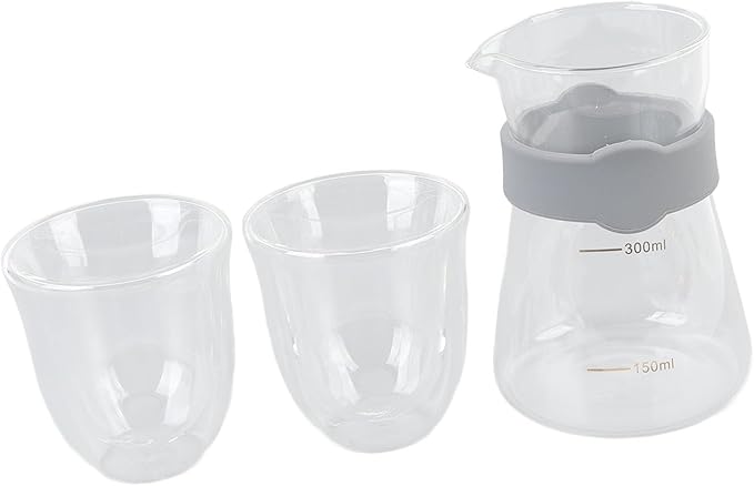 ZJchao Pour Over Coffee Maker Glass High Borosilicate Heatproof Coldproof Coffeemaker Set with Scale for Home Coffee Shop Office Durable Transparent Gold Markings 300ML