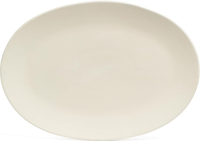 over&ampback Coupe Stoneware Serving Platter - Elegant 1-Piece Oval Serving Platter to Complete Your Kitchen Set - 16.4 x 11.5 - Semi-Matte Ivory