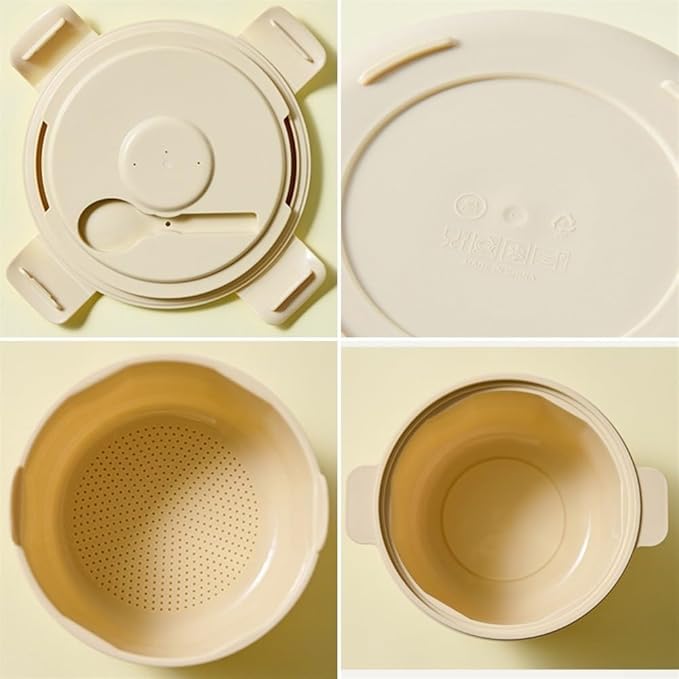 Microwave Rice Cooker And Steamer Pot With Steam Circulation For Even Cooking Of Rice Pasta And Vegetables Portable Design For Travel And Easy Maintenance