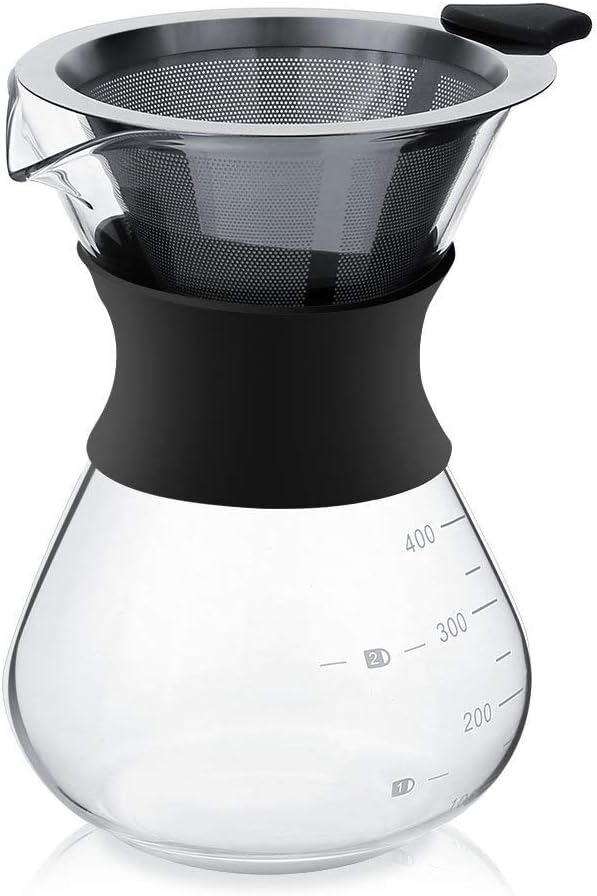 Pour Over Coffee MakerManual Hand Drip Coffee Maker Glass Pot With Stainless Steel Filter For Home