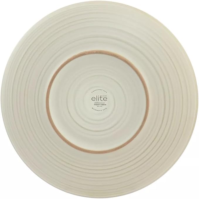 12 Piece Earthenware Dinnerware Set – Reactive Glaze Plates and Bowls with Raw Textured Base Round Ceramic Design Microwave &amp Dishwasher Safe Service for 4 (Matte White)