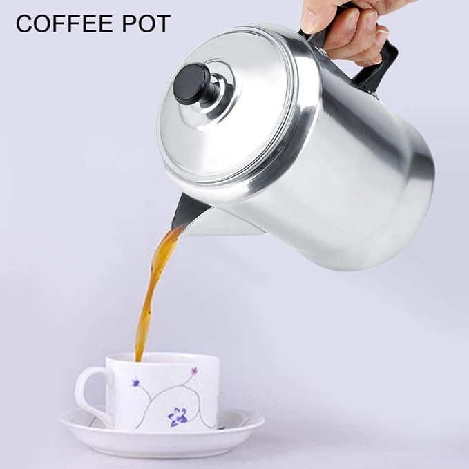 Coffee Maker PotCoffee Percolator Coffee PotAluminum Alloy Coffee Maker Pot Percolator Tea Kettle Stove Top with Lid Ideal for Home Camping Travel