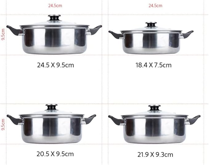 6PCS Stainless Steel Cooking Pot &amp Pan Sets Cookware Set Kitchen Induction Saucepan Casserole Pan Glass Lid Pans
