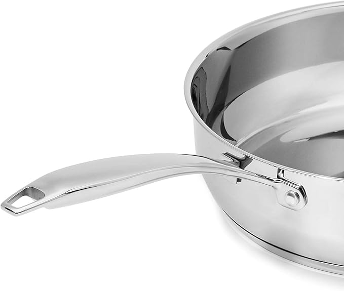 Amazon Basics Stainless Steel Cookware 15-Piece Set Oven Safe Induction-Ready Even Heating Easy to Clean Stay-Cool Handles Pots and Pans Silver