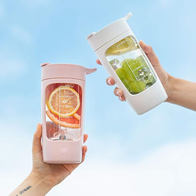 650ml Electric Protein Shaker Cup Portable USB Rechargeable Protein Shake Mixer Auto Shake Mixer Cup Drinking Bottle app.19.6x12.1cm/7.72x4.76in Pink