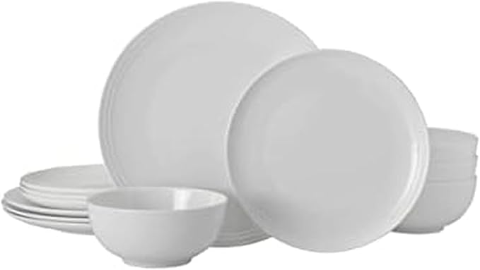 Mikasa Kyler Bone China Lightweight Chip Resistant 12 Piece Dinnerware Set Service For 4White