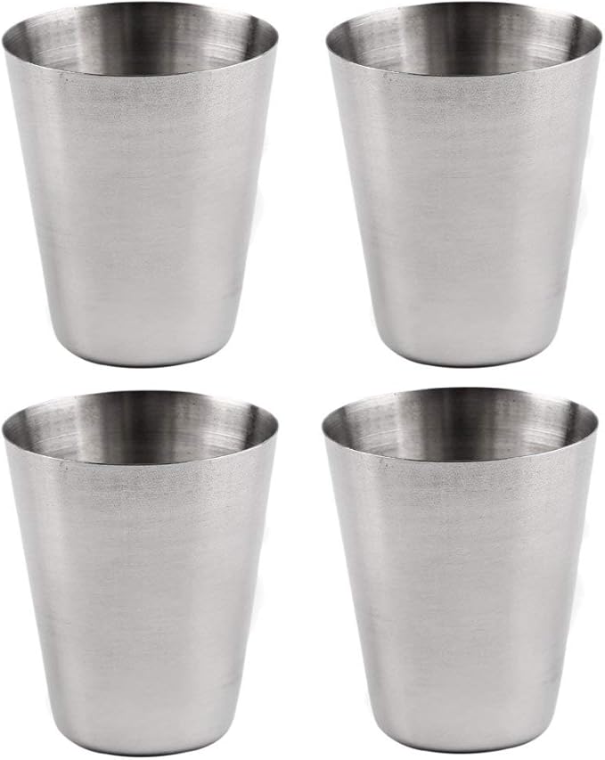 4 in 1 Outdoor Mini Stainless Steel Cup Hiking Camping Travel Portable Drinking Water Cup Set Leather Cup Color:30ML Cookware Set Cookware Picnic Boiler Cookware