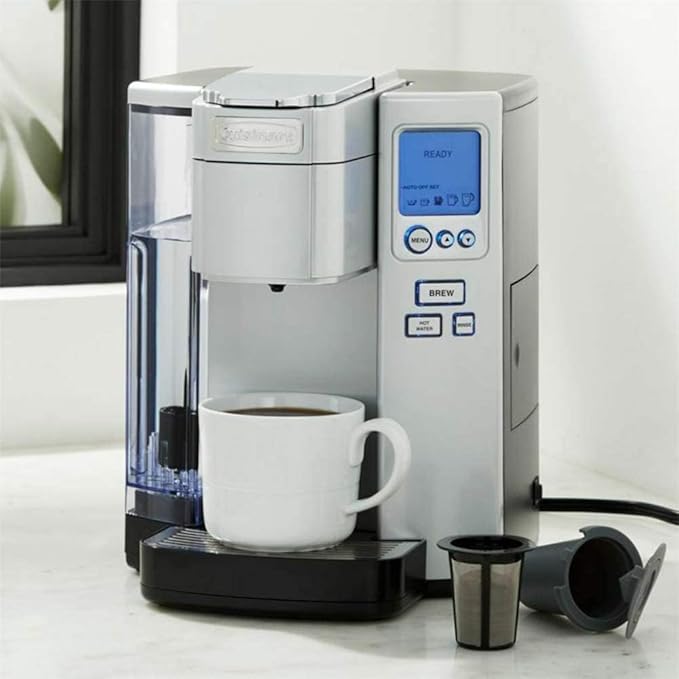 Cuisinart Coffee Maker Single Serve 72-Ounce Reservoir Pod Coffee Machine Programmable Brewing &amp Hot Water Dispenser 3 Cup-Size Settings Stainless Steel SS-10P1 Silver