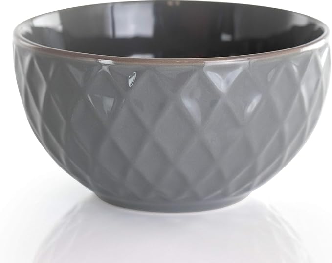Luxurious 16 Piece Pearl Dinnerware Set - Stoneware Service for 4 Elegant Slate &amp Stone Finish Dishwasher &amp Microwave Safe Diamond Texture (Slate &amp Pearl)