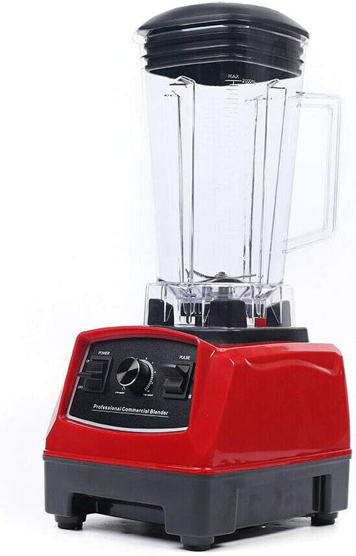 110V Professional 2L 1500W 2HP Heavy Duty Commercial Grade Countertop Electric Mixer Juicer Mixer Food Processor for Crushing Ice Frozen Dessert SoupFishSpeed 4300RPM (Red+Black)