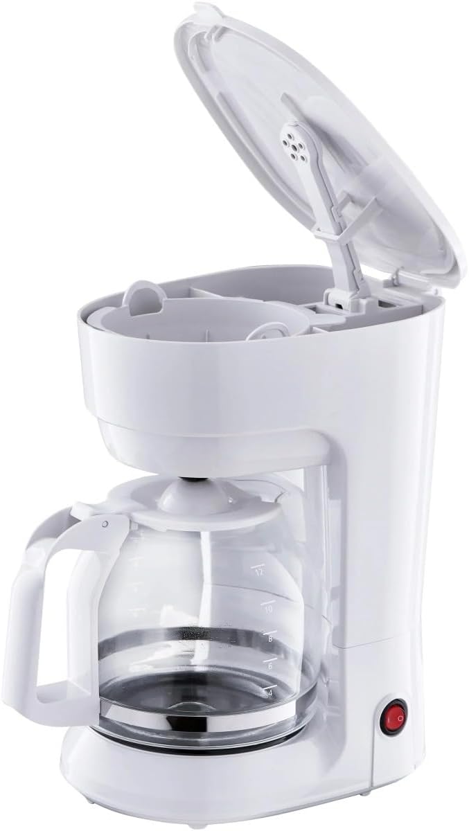 12-Cup Coffee Maker with Easy On/Off Switch Easy Pour Non-Drip Carafe with Removable Filter BasketKeep Hot PlateClear Water Level Window Coffee Machine Black (White)