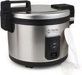 Commercial Stainless Steel Rice Cooker - Professional 64 Cup Cooked (32 Cup Uncooked) Rice Maker Cooker With Non Stick Pot &amp Hinged Lid - Includes a Rice Measuring Cup &amp Rice Scoop