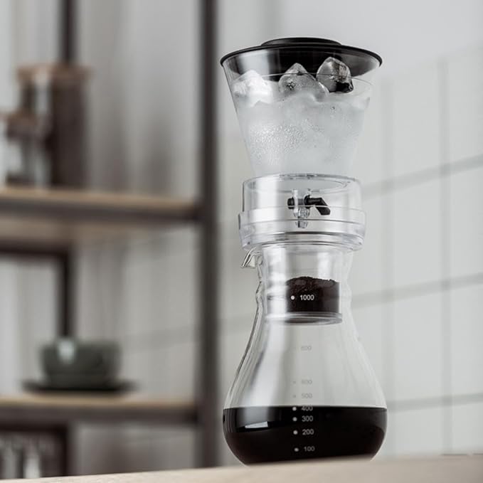 Iced Crip Coffee Maker with Adjustable Flow Fits Most Drip Coffee Makers with Sharing Pot for Home Office Coffee Pots