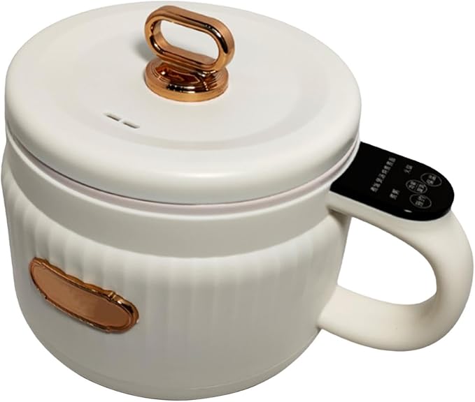 Small Rice Cooker Electric Pot 1.6L Electric Cooker Personal Rice Maker Nonstick Noodle Cooker for 1-3 People Apartment Stews Beige