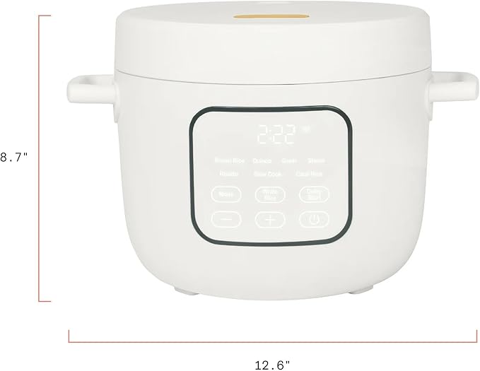 14-Cup Electric Rice and Grain Cooker Ceramic Nonstick Inner Pot 8 Preset Cooking Functions Automatic Keep Warm Programmable Timer Steamer Tray Included White Kitchen Appliance