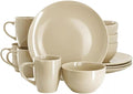 12 Piece Stoneware Dinnerware Set – Round Plates Bowls &amp Mugs for 4 Dishwasher &amp Microwave Safe Modern Matte Finish (Cream)