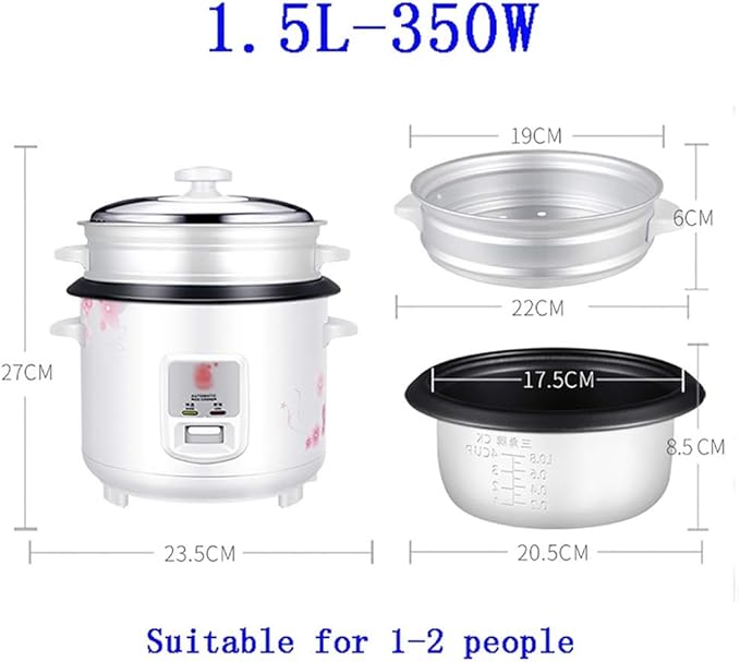 Household Rice Cooker And Steamer-keep Warm Function Mini Rice Cooker With Spatula And Measuring Cup For 1-8 People(1.5L)
