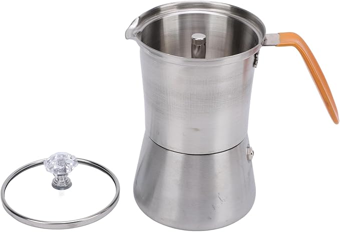 Yosoo Health Gear Hand Pour Coffee Pot Pour Over Coffee Maker Set Coffee Brewer Hand Drip Cone Dripper Coffee Pot with Glass Lid Heat Resistant Handle for Italian Coffee Milk Tea (160ML)