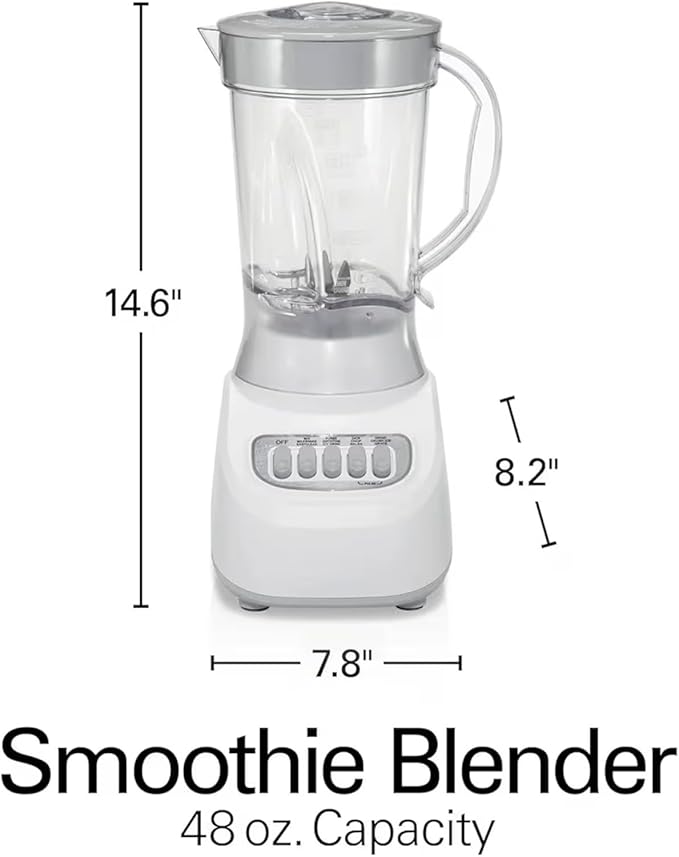 Beach Smoothie Blender 48 oz. Jar 12 Blending Functions (White)