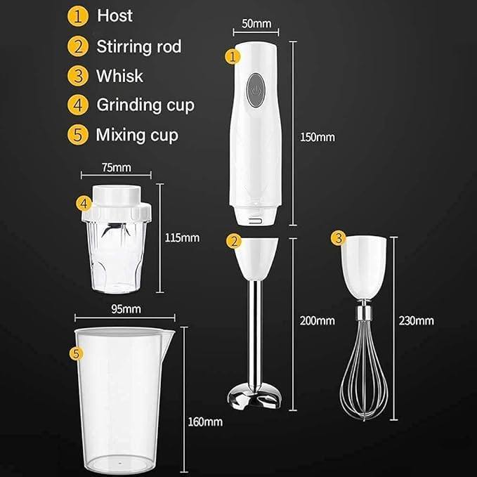 3-in-1 Immersion Hand Powerful 500W Stainless Steel Stick Blender Variable Speed Processor Whisk Beaker Faster Finer Blending