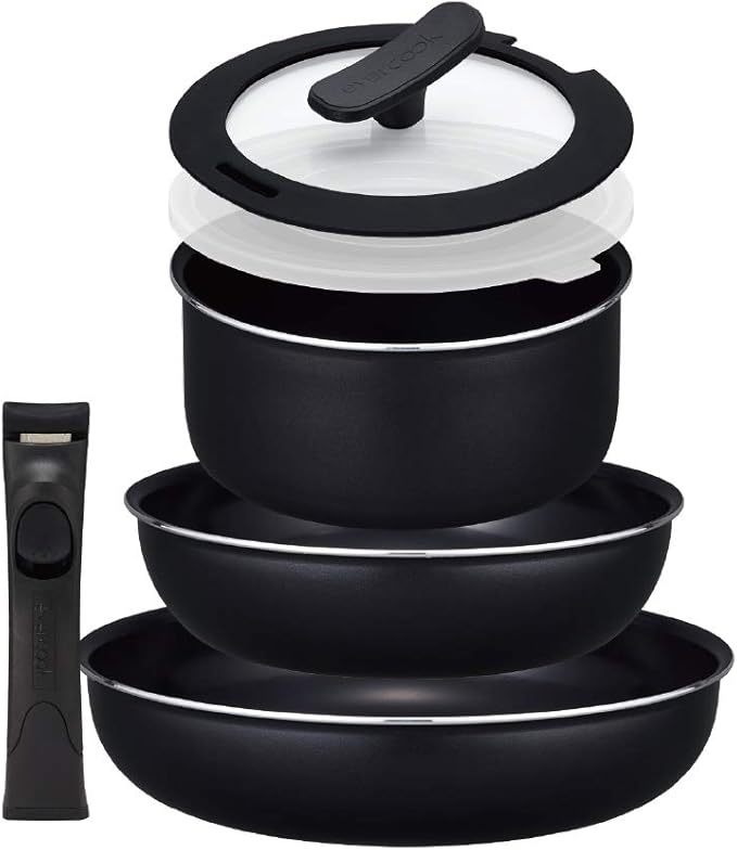 Evercook Frying Pan Set 6-Piece Set Removable Induction Compatible Binchotan Doshisha