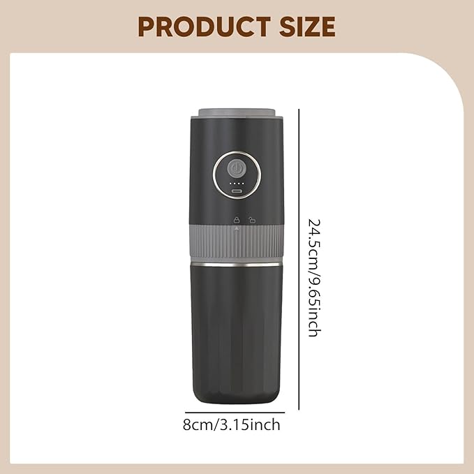Compact and Versatile Portable Electric Coffee Maker with Coffee Grinder Dripper and Cup for Home Fishing and Outdoor Use Black