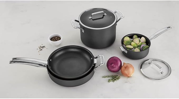 CUISINART N61-11 Nonstick Hard-Anodized Nesting Cookware Set 11 Piece Black