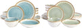 Gibson Elite Mayfair Bay Embossed Dinnerware Set Bundle Blue and Green Service for 4 (16pcs)