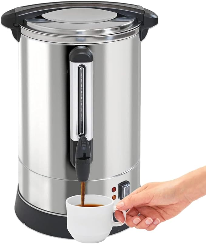 100-Cup XL Commercial Coffee Urn | Stainless Steel Coffee Maker Hot Beverage Dispenser for Catering &amp Events | Extra Large Commercial Size Coffee Brewer Broiler