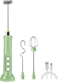 Immersion Blender Handheld 3-in-1 Hand Blender Electric with USB Rechargeable 3 Speeds Stainless Steel Blade Stick Blender with Whisk for Coffee LatteHot Chocolate Egg (Green)