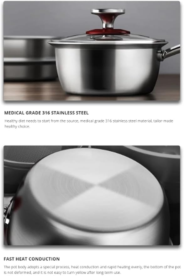 Kitchen Cooking Sets Kitchen Pan Set Breakfast Pots for Kitchen Frying Pan Stainless Steel Cooking Pots Nonstick Cookware Sets Cookware Sets