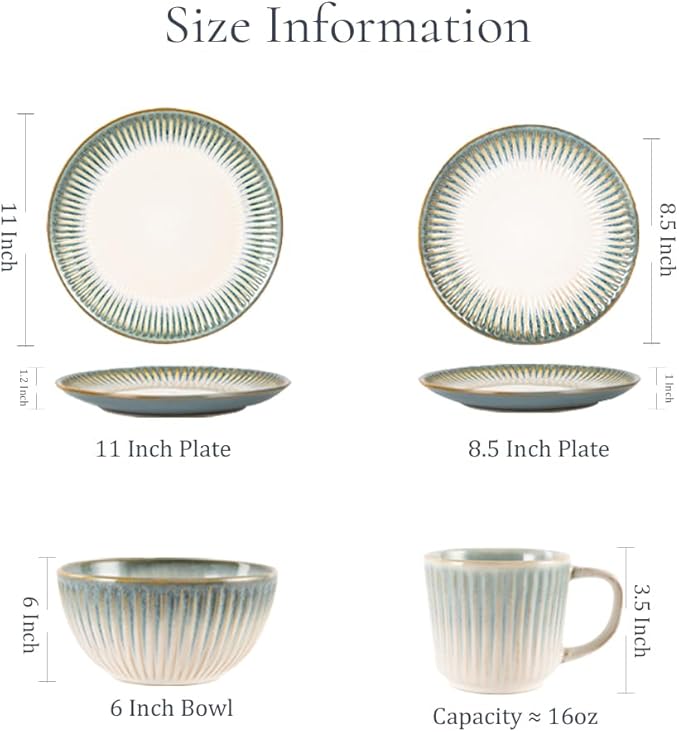 Stoneware Dinnerware Set of 4 4 Pieces Ceramic Dinner Plates Bowl Mug for Kitchen – Unique Gift Idea Scratch Resistant Dishes Dishwasher &amp Microwave Safe (Gold Coast)