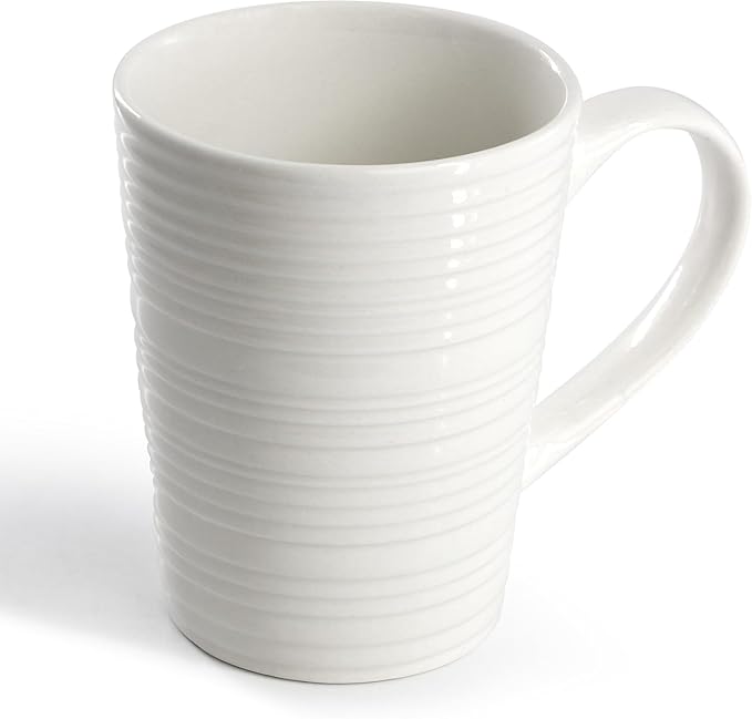 18 Piece Ribbed White Porcelain Dinnerware and Serving Bowl Set – Dishwasher &amp Microwave Safe Service for 6