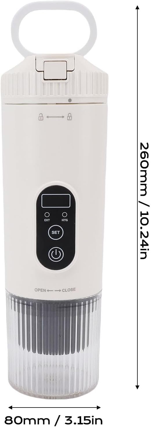 Portable Coffee Maker Electric Espresso Machine with 21 Bar Pressure and 7800mAh Battery Compatible with Capsules and Ground Coffee for Travel Camping Office (white)