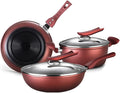 Cookware Set Iron Frying Pan Non- St?ck Wok with Lid Pot Pan Set Fireproof with Glass Cover Wooden Shovel Kitchen Cooking