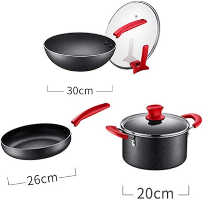 Cookware Set 3 Pieces Nonstick Pots and Pans Induction Saucepan Chemical-Free Kitchen Sets with Stay-Cool Handle Frying Pan Stir Fry PanStock Pot Saute Pans