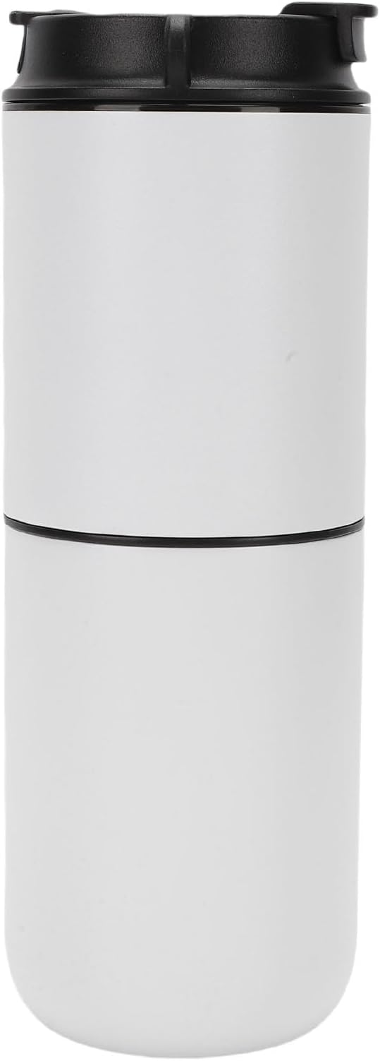 Electric Coffee Maker With Mill 350ML Cordless Rechargeable Battery Operated Coffee Machine Semi Automatic Cup For Camping Office Travel (White)