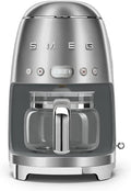 Smeg DCF02SSUK Drip Coffee Machine Auto-Start Mode Reuseable Filter Digital Display Anti-Drip System Aroma Intensity Option 1.4 Litre Tank Stainless Steel
