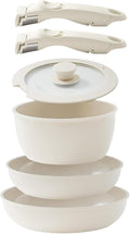 Redchef Ceramic Pots and Pans Set Non Stick Nonstick Kitchen Cookware Sets Non Toxic Pots and Pans Set Non Stick PFAS PFOA &amp PTFE Free Detachable Handle Pots and Pans 6 Piece RV Cookware (Cre