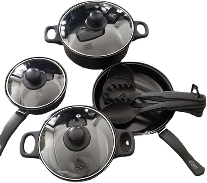 13 Piece Cookware Dishwasher Safe Aluminum Kitchen Set Frying Pan Nylon Kitchen Utensils