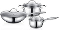 Non-Stick Cookware Set3-Piece Stainless Steel Pots and Pans with Glass Lid for Home Restaurant