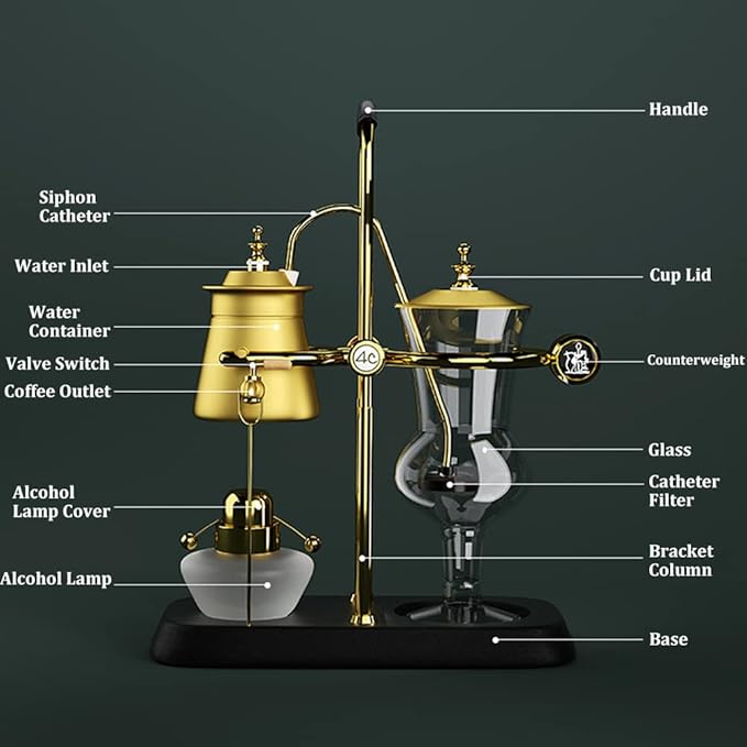 Siphon Coffee Maker Belgian Luxury Royal Coffee Maker Balance Siphon Coffee Maker for Home Office |Gold