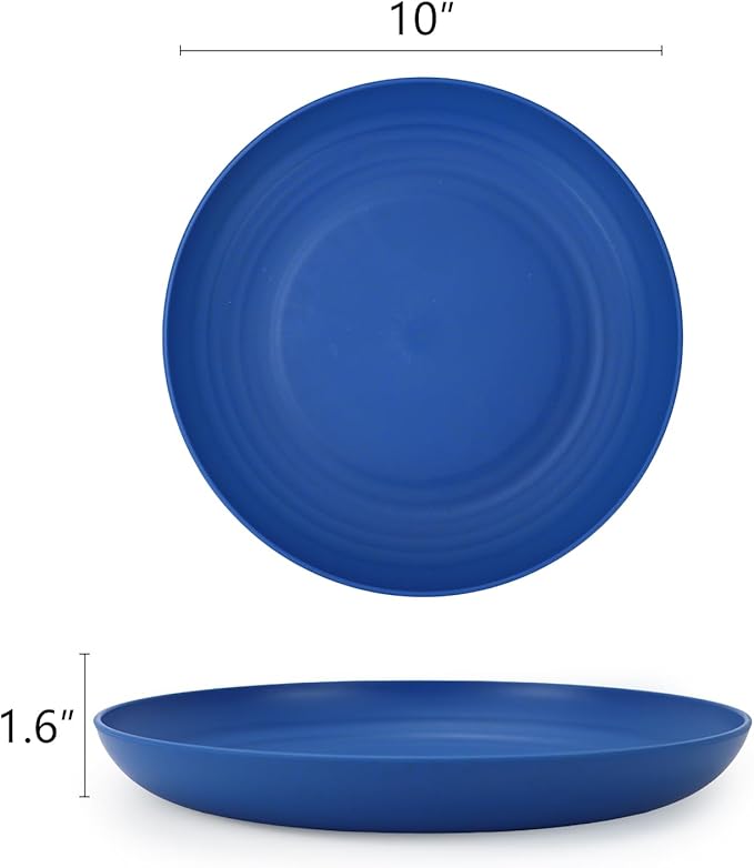 Homienly 10 inch Dinner Plates &amp 12 OZ Wheat Straw Cups &amp 26 OZ Salad Bowls-22 PCS Dinnerware Set Service for 6 Lightweight Plates and Bowls Set(Ocean Series)