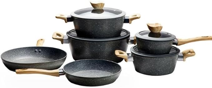 Premium Non Stick Saucepan Set 6 Piece with Lids - Quick and Even Heating Easy to Clean Suitable for All Cooktops (Black)