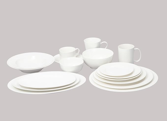 New Bone China Rim Shape Elegance White Round Dinner/Serving Plate 12 Case of 6